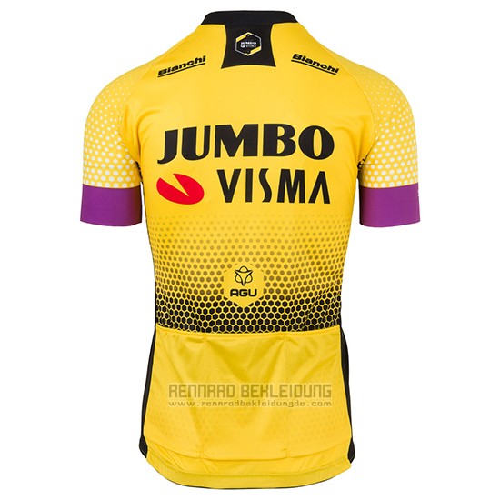 2019 Fahrradbekleidung Jumbo Visma Gelb Shwarz Trikot Kurzarm und Tragerhose